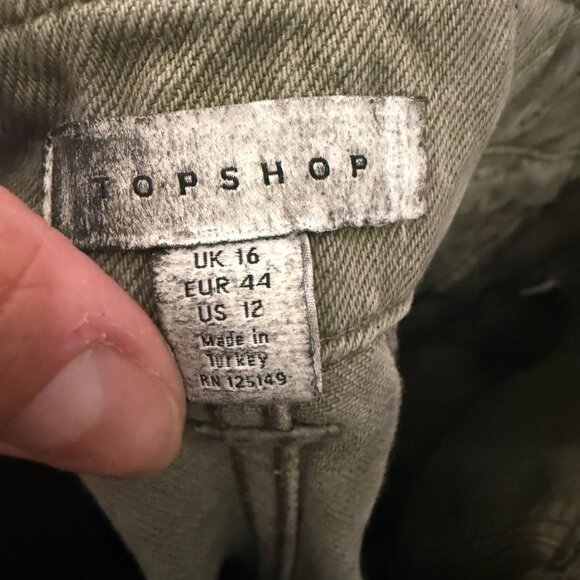 Topshop Olive Green Distressed Cargo Pants With Adjustable Waistband & Multiple - Picture 6 of 6